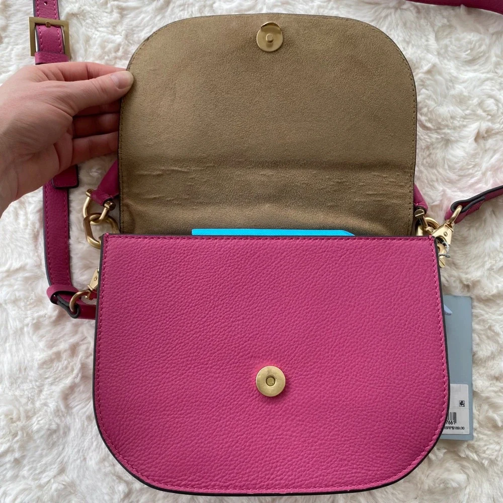Antonio Melani Rosie Crossbody Bag Women Bright Pink Leather‎ Barbiecore Chic